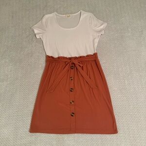 Ultra Flirt Dress White Top with Pink Button Down Skirt